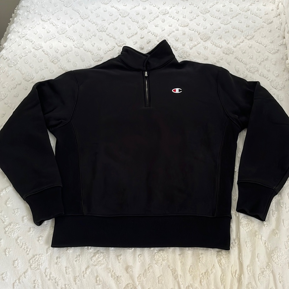 Champion Black 3/4 Zip Heavy Sweatshirt